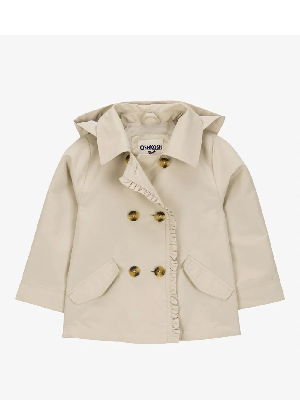 OshKosh B'gosh Cream Hooded Raincoat with Pink Lining